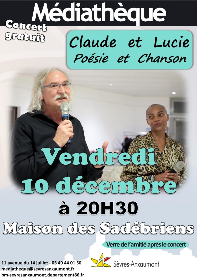 Affiche Concert Claude&Lucie - le 10.12.21 à Sèvres-Anxaumont
