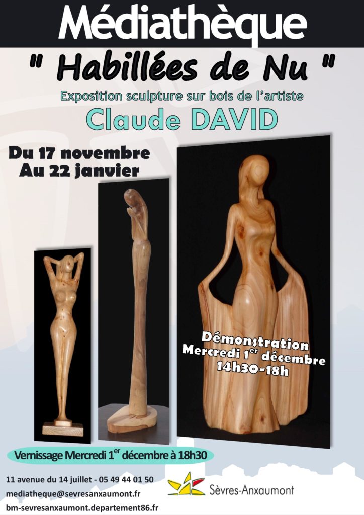 Claude David – Sculpture sur bois Démonstration et Vernissage