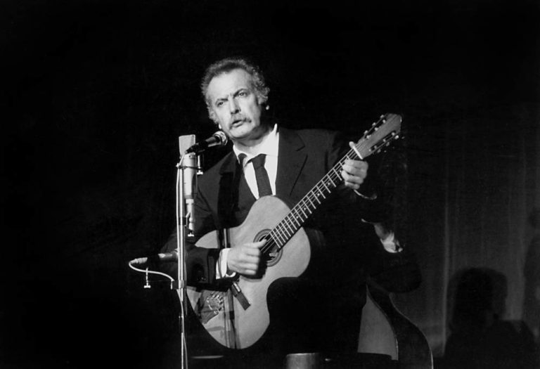Georges Brassens on Stage in Bobino October 12, 1972 (b/w photo)